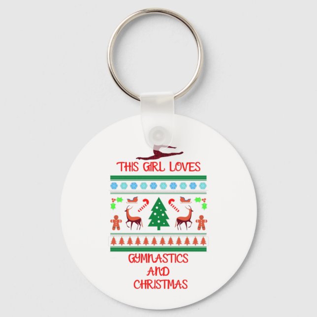 This Girl Loves Gymnastics and Christmas Keychain (Front)