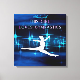 This Girl Loves Gymnastics Black, Blue, White  Canvas Print