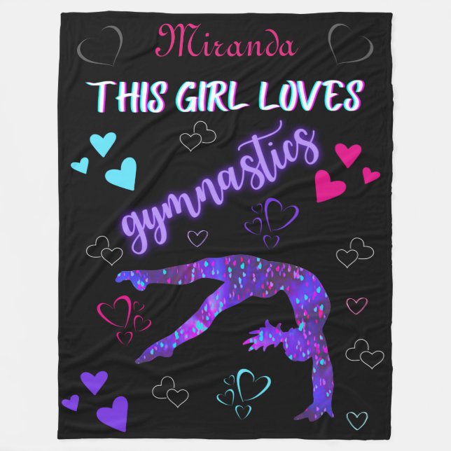 This Girl Loves Gymnastics Fleece Blanket (Front)