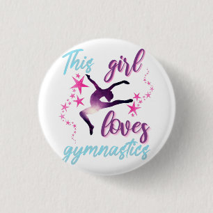 This Girl Loves Gymnastics Stars Leap 1 Inch Round Button
