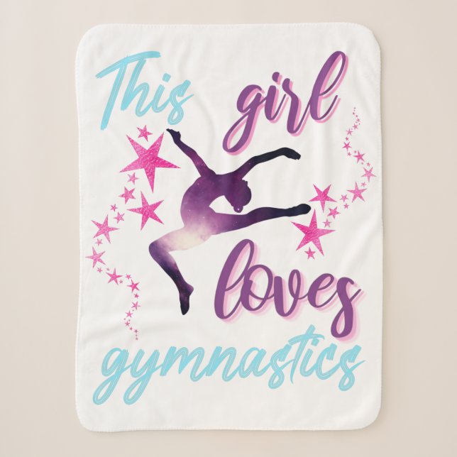 This Girl Loves Gymnastics Stars Leap Sherpa Blanket (Front)