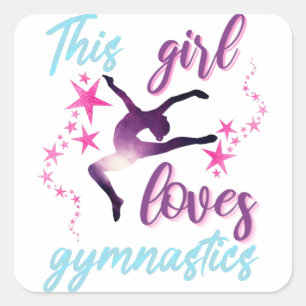 This Girl Loves Gymnastics Stars Leap Square Sticker