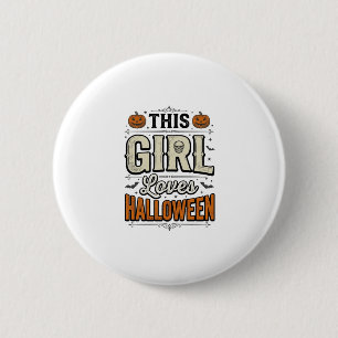 This Girl Loves Halloween Vintage Shirt Design_1 2 Inch Round Button