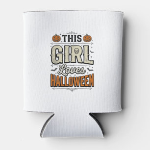 This Girl Loves Halloween Vintage Shirt Design_1 Can Cooler