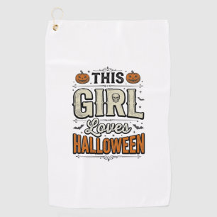 This Girl Loves Halloween Vintage Shirt Design_1 Golf Towel