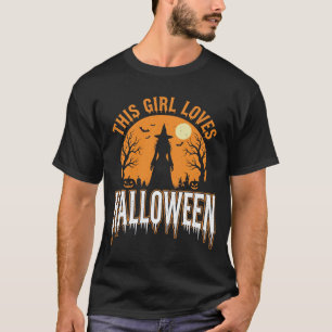 This Girl Loves Halloween Witch Design T-Shirt