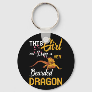 This Girl Loves Her Bearded Dragon Lizard Keychain