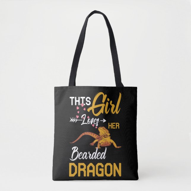This Girl Loves Her Bearded Dragon Lizard Tote Bag (Front)