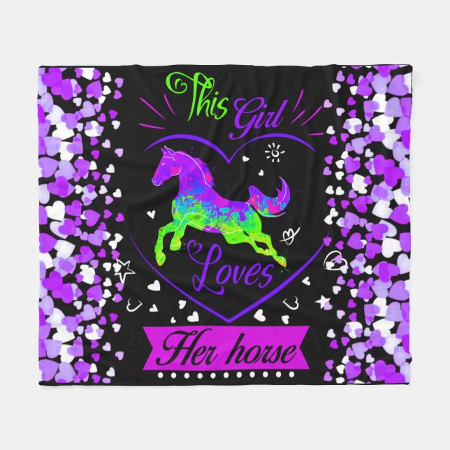 This Girl Loves Her Horse     Fleece Blanket (Front (Horizontal))