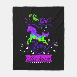 This Girl Loves Her Horse Purple   Fleece Blanket