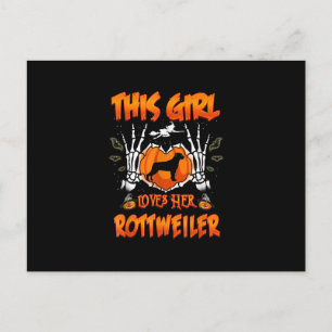 This Girl Loves Her Rottweiler Dog Halloween Announcement Postcard