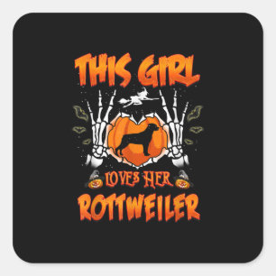 This Girl Loves Her Rottweiler Dog Halloween Square Sticker