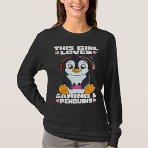 This Girl Loves Penguins And Gaming Penguin Gamer T-Shirt
