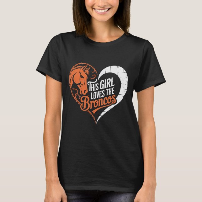 This Girl Loves Rodeo Bucking Bronc Riding Heart W T-Shirt (Front)