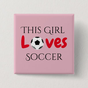 This Girl Loves Soccer - Soccer Ball 2 Inch Square Button