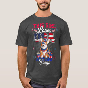 This Girl Loves USA And Her Corgi 4th Of July Red  T-Shirt