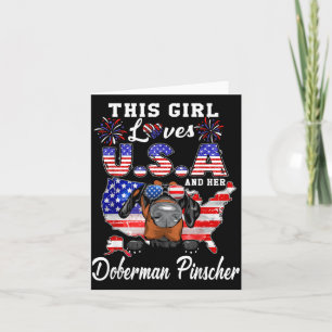 This Girl Loves USA Dog 4th of July Doberman Card