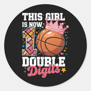 This Girl Now 10 Double Digits Sketll 10 Years Old Classic Round Sticker