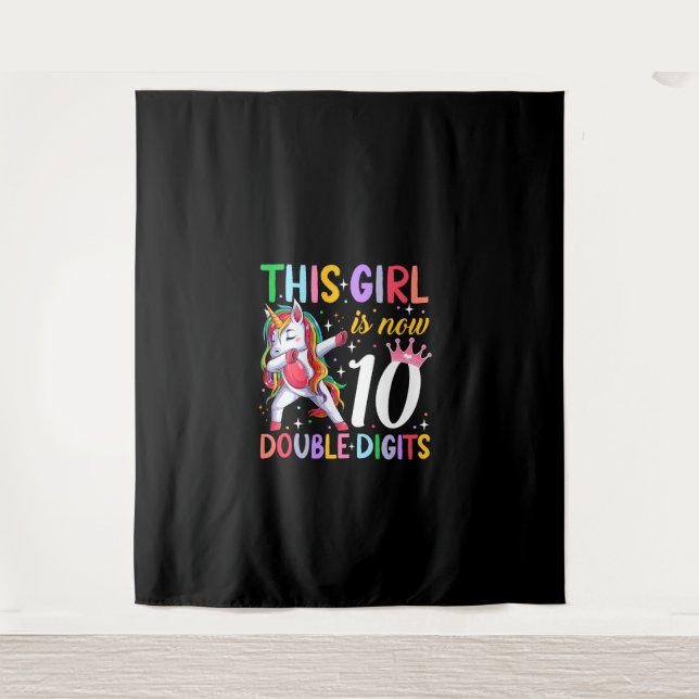 This Girl Now 10 Double Digits Unicorn 10 Years Ol Tapestry (Front)