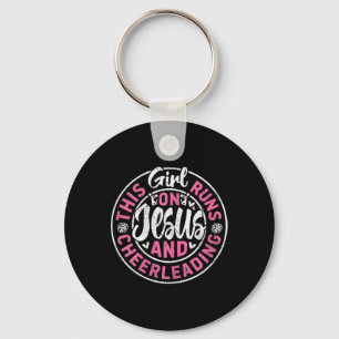 This Girl Runs On Jesus And Cheerleading - Cheer G Keychain