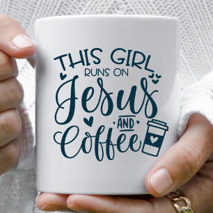 This Girl Runs on Jesus and Coffee Christian Mug