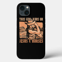 This Girl Runs On Jesus And Horses Cowboy Rodeo Ra