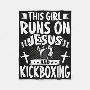This Girl Runs On Jesus And Kickboxing Fleece Blanket