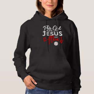 This Girl Runs On Jesus And Softball Hoodie