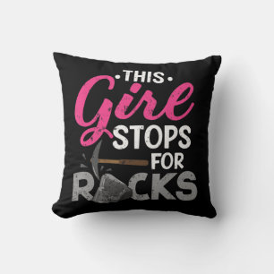 This Girl Stops For Rocks Rock Collector Geode Hu Throw Pillow