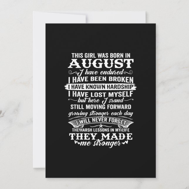 This Girl Was Born In August Birthday Gift Invitation (Front)