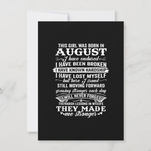 This Girl Was Born In August Birthday Gift Invitation (Front)