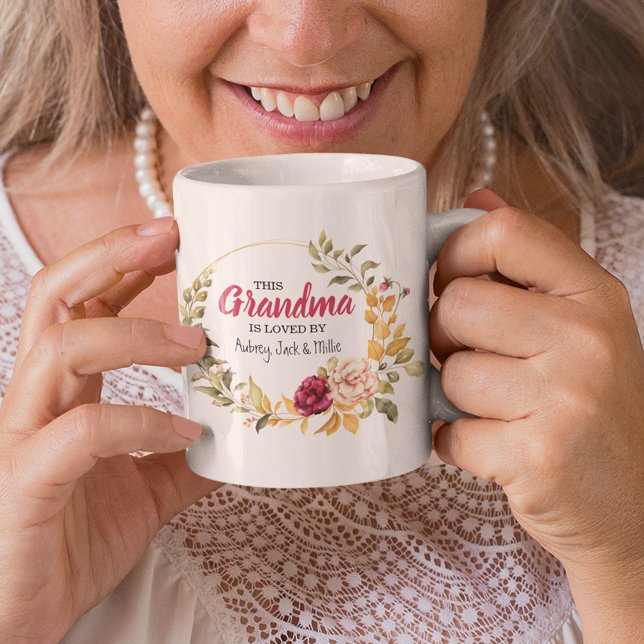 This Grandma Is Loved By | Floral Wreath Nana Coffee Mug (Creator Uploaded)