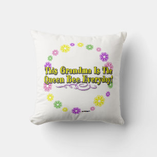 This Grandma Is The Queen Bee Everyday Flower Ring Throw Pillow