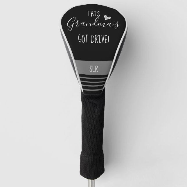 This Grandma's Got Drive Monogram Black Golf Head Cover (Front)
