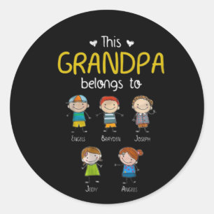 This Grandpa Belongs To Cute Family Personalized Classic Round Sticker