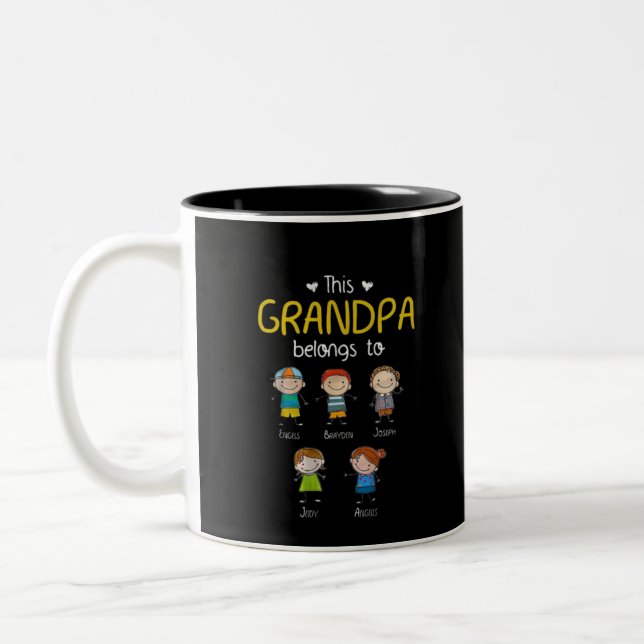This Grandpa Belongs To Cute Family Personalized  Two-Tone Coffee Mug (Left)