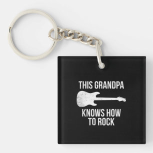 This Grandpa Knows Guitar Rock Player Musician Keychain