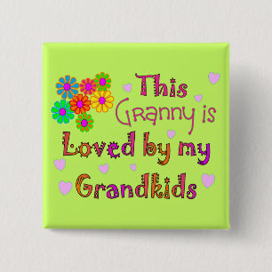 This granny is loved by my Grandkis 2 Inch Square Button