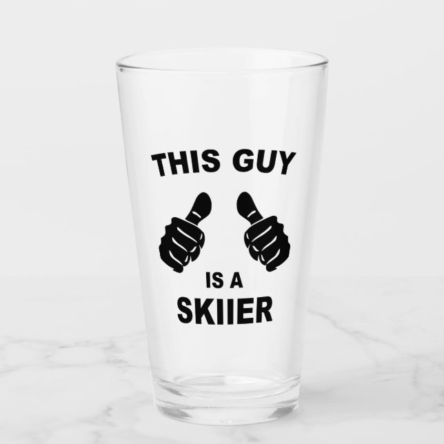 This Guy Is A Skiier Glass (Front)