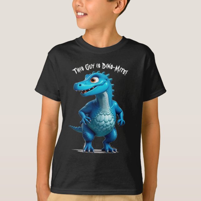 This Guy is Dino-Mite! Personalize Text Name T-Shirt (Front)