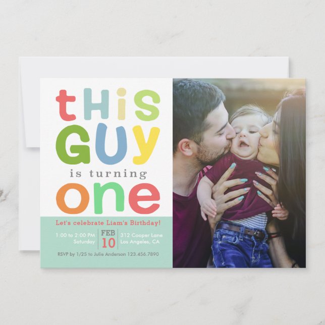 This Guy is Turning One Birthday Party Invitation (Front)