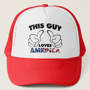 This guy loves america trucker hat