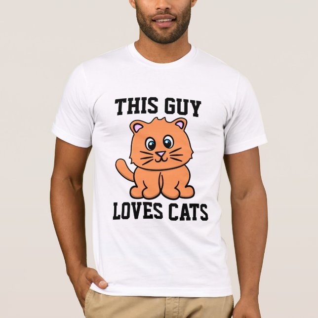 THIS GUY LOVES CATS CAT T-SHIRTS (Front)