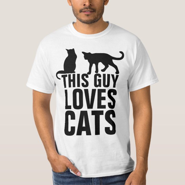THIS GUY LOVES CATS Men's Cat T-Shirts (Front)