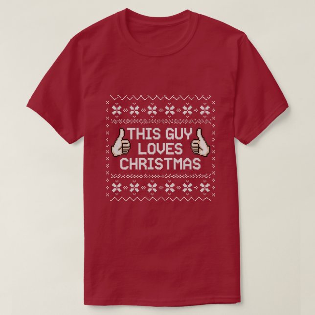 This Guy Loves Christmas Funny Pixel Ugly Sweater (Design Front)