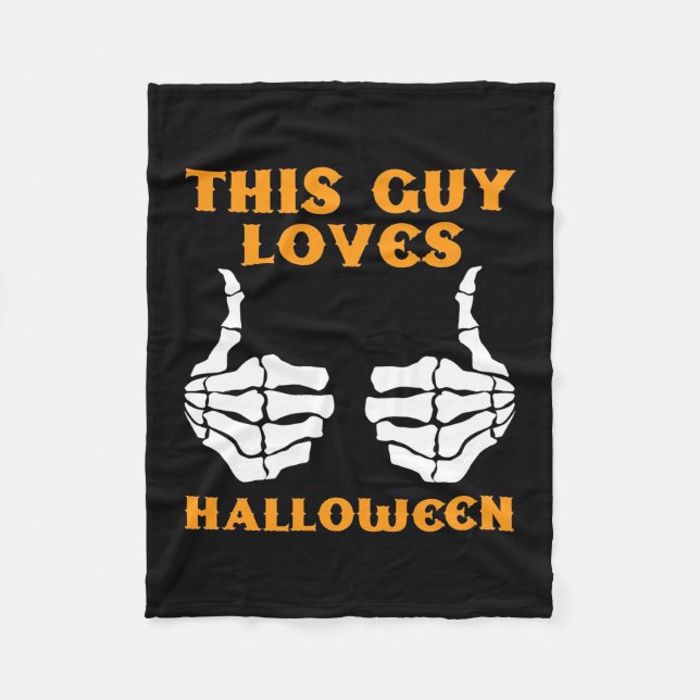 This Guy Loves Halloween Fleece Blanket (Front)