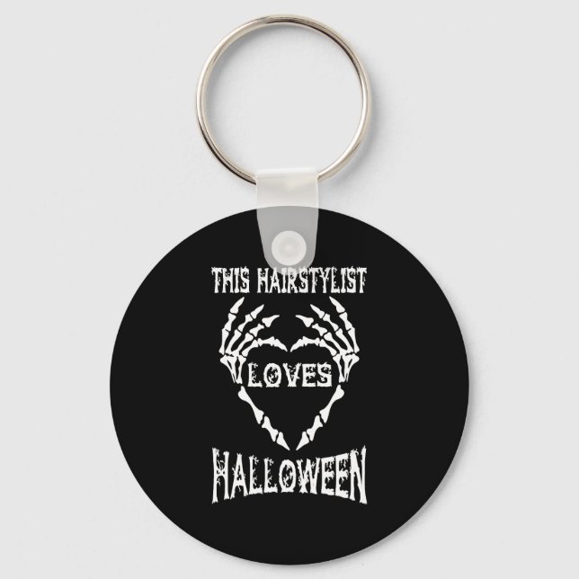 this hairstylist loves halloween tshirts keychain (Front)