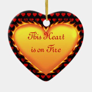 This Heart is on Fire..Will You Marry Me? Ceramic Ornament