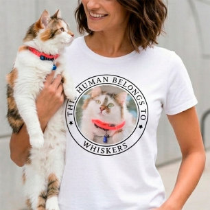 This Human Belongs To Pet Custom Cat Photo & Name T-Shirt