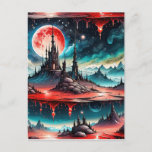 This image is of a highly detailed science fiction postcard<br><div class="desc">This image is of a highly detailed science fiction landscape. It is made using alcohol ink, which is a type of ink that is made with alcohol. This ink is very sensitive to heat, and it can be used to create very detailed images. The image is of a landscape that...</div>